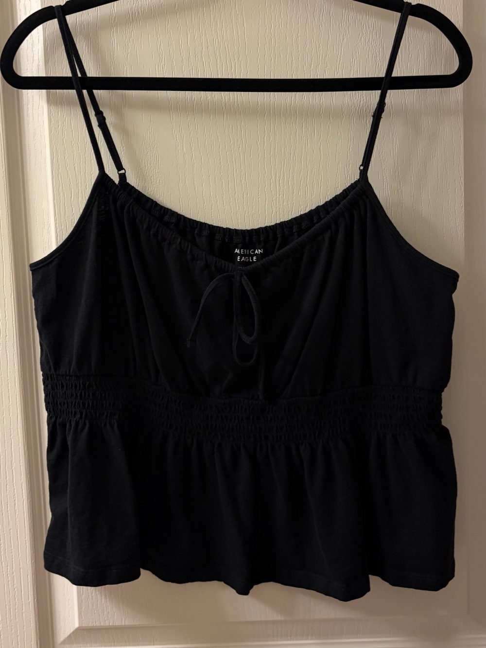 AE Sunchaser Tie-Front Smocked Cami - XL, Black